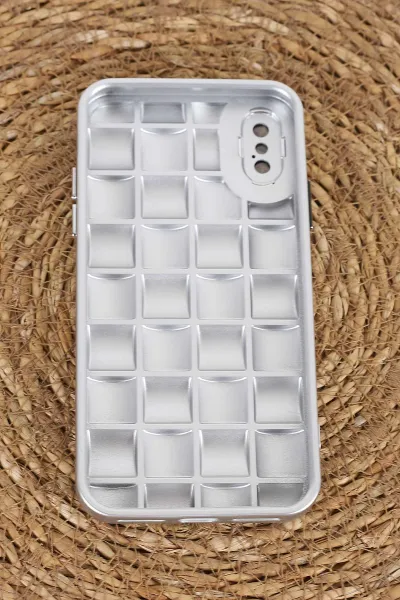 Gümüş İPhone XS Uyumlu Air Serisi Kamera Korumalı 3D Tasarımlı Sert Silikon Telefon Kılıfı 404049