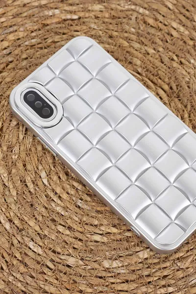 Gümüş İPhone XS Uyumlu Air Serisi Kamera Korumalı 3D Tasarımlı Sert Silikon Telefon Kılıfı 404049
