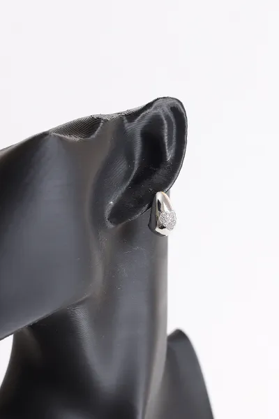 Gümüş Kalp Detaylı   Zirkon Taşlı  Küpe 371428