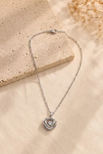 Gümüş Kalp Figürlü  Şık Kolye 477942