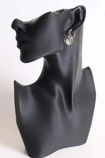 Gümüş Kalp Taşlı  Küpe 371402
