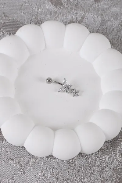 Gümüş Kelebek Model Zirkon Taşlı Göbek  Piercingi 384721