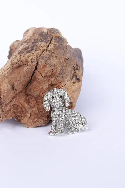 Gümüş Köpek Figürlü Broş 326447