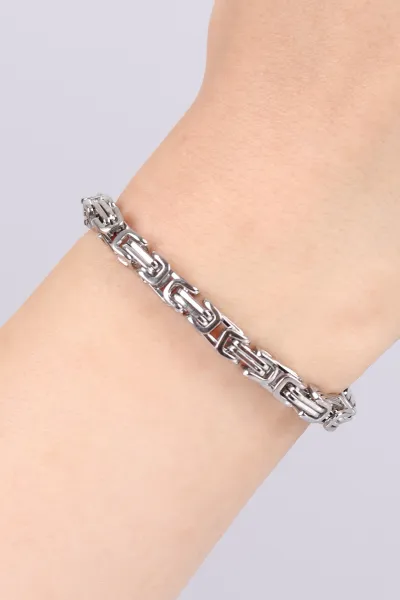 Gümüş Kral Kalın Zincirli   Unisex Çelik Bileklik 468936