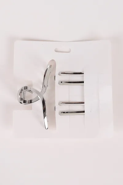 Gümüş Küçük Boy 3'lü Pens ve Metal Mandal Toka 463485