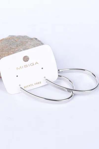 Gümüş Oval Kalın Yassı Küpe 330855