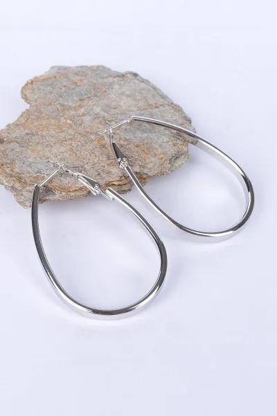 Gümüş Oval Kalın Yassı Küpe 330855