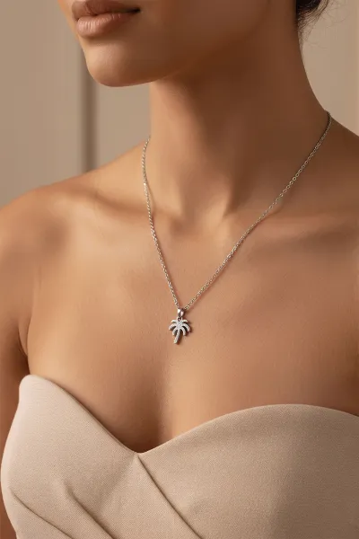 Gümüş Palmiye  Figürlü Şık Kolye 477896