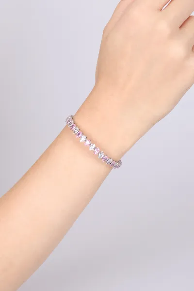 Gümüş Pembe Damla  Taşlı Bilezik 479595