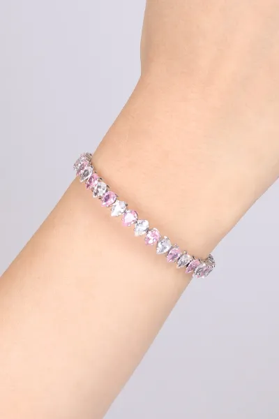 Gümüş Pembe Damla  Taşlı Bilezik 479595
