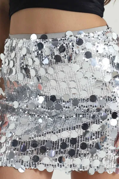 Gümüş Pul Payet Kadın Etek 469298