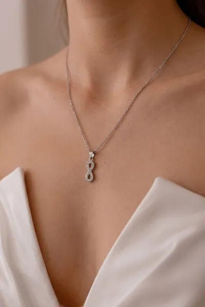 Gümüş Sonsuzluk Simgeli Şık Kolye 477962