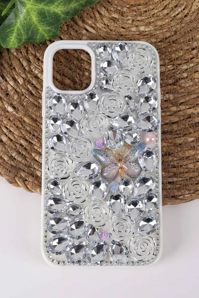 gumus-teknocase-iphone-11-uyumlu-daisy-case-serisi-tasli-vakumlu-sert-silikon-telefon-kilifi-431017