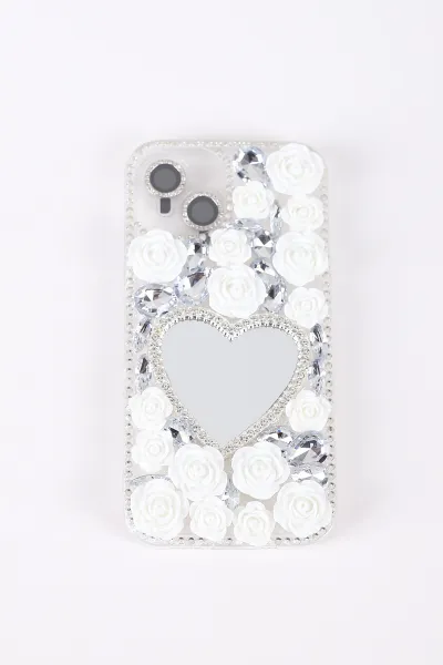 Gümüş TeknoCase İPhone 13 Uyumlu Beauty Case Serisi Lens Hediyeli Premium Sert Silikon Telefon Kılıfı 430424