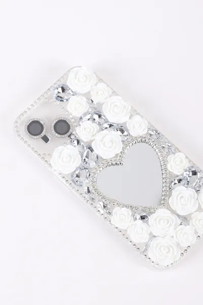 Gümüş TeknoCase İPhone 13 Uyumlu Beauty Case Serisi Lens Hediyeli Premium Sert Silikon Telefon Kılıfı 430424