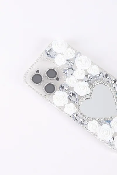 Gümüş TeknoCase İPhone 14 Pro Max Uyumlu Beauty Case Serisi Lens Hediyeli Premium Sert Silikon Telefon Kılıfı 430442