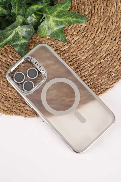 Gümüş TeknoCase İphone 14 Pro Max Uyumlu Believe Serisi Lens Hediyeli Silikon Telefon Kılıfı 472506
