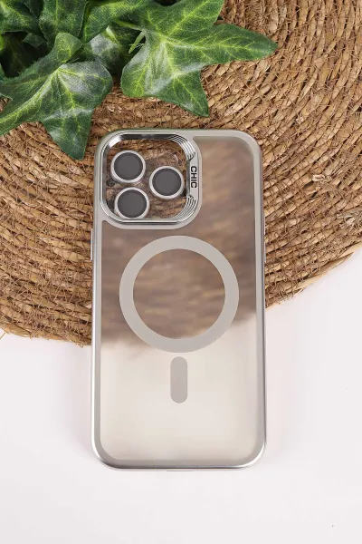 Gümüş TeknoCase İphone 14 Pro Max Uyumlu Believe Serisi Lens Hediyeli Silikon Telefon Kılıfı 472506