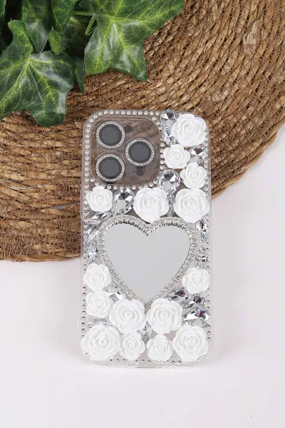 Gümüş TeknoCase İPhone 14 Pro Uyumlu Beauty Case Serisi Lens Hediyeli Premium Sert Silikon Telefon Kılıfı 430432