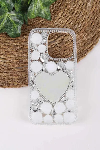 Gümüş TeknoCase İPhone 14 Pro Uyumlu Beauty Case Serisi Lens Hediyeli Premium Sert Silikon Telefon Kılıfı 430432
