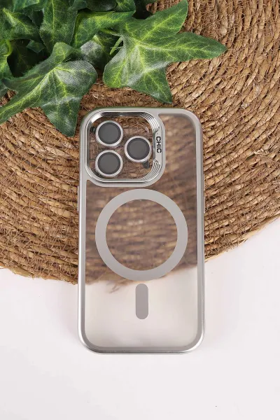Gümüş TeknoCase İphone 14 Pro Uyumlu Believe Serisi Lens Hediyeli Silikon Telefon Kılıfı 472501