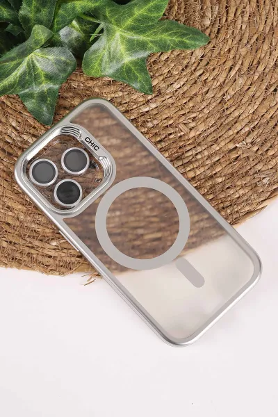 Gümüş TeknoCase İphone 14 Pro Uyumlu Believe Serisi Lens Hediyeli Silikon Telefon Kılıfı 472501