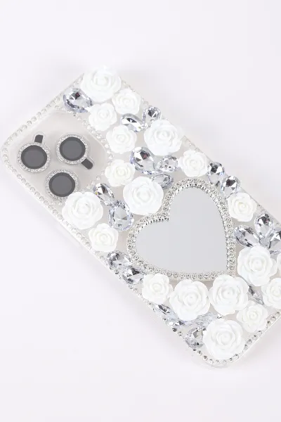 Gümüş TeknoCase İPhone 15 Pro Max Uyumlu Beauty Case Serisi Lens Hediyeli Premium Sert Silikon Telefon Kılıfı 430453