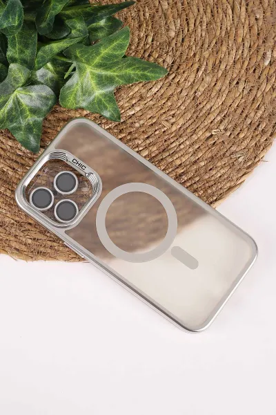 Gümüş TeknoCase İphone 15 Pro Max Uyumlu Believe Serisi Lens Hediyeli Silikon Telefon Kılıfı 472526
