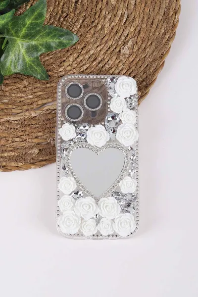 Gümüş TeknoCase İPhone 15 Pro Uyumlu Beauty Case Serisi Lens Hediyeli Premium Sert Silikon Telefon Kılıfı 430451