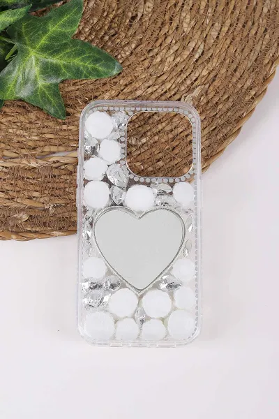 Gümüş TeknoCase İPhone 15 Pro Uyumlu Beauty Case Serisi Lens Hediyeli Premium Sert Silikon Telefon Kılıfı 430451
