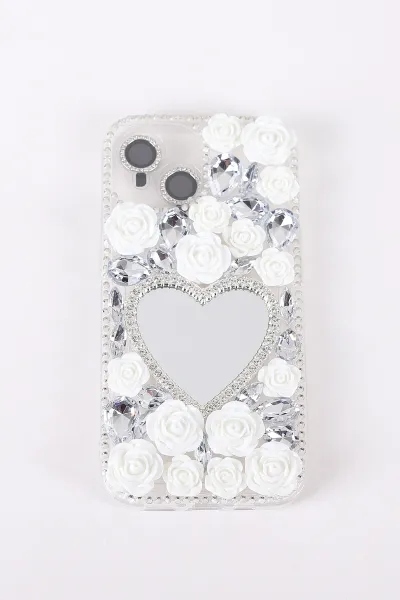 Gümüş TeknoCase İPhone 15 Uyumlu Beauty Case Serisi Lens Hediyeli Premium Sert Silikon Telefon Kılıfı 430448