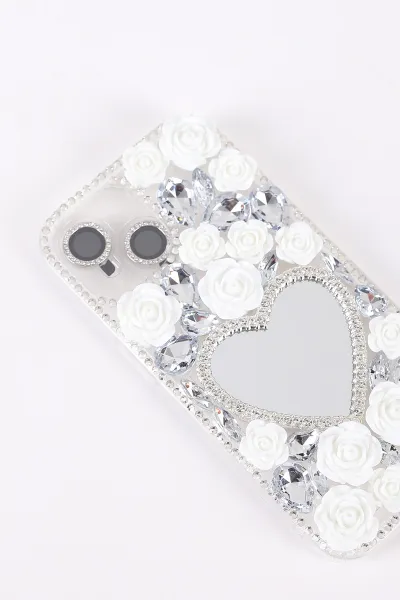 Gümüş TeknoCase İPhone 15 Uyumlu Beauty Case Serisi Lens Hediyeli Premium Sert Silikon Telefon Kılıfı 430448