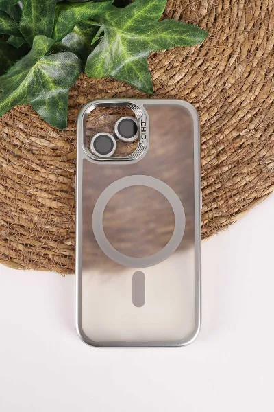 Gümüş TeknoCase İphone 15 Uyumlu Believe Serisi Lens Hediyeli Silikon Telefon Kılıfı 472511
