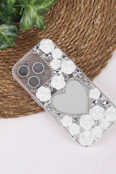 Gümüş TeknoCase İPhone 16 Pro Uyumlu Beauty Case Serisi Lens Hediyeli Premium Sert Silikon Telefon Kılıfı 430461