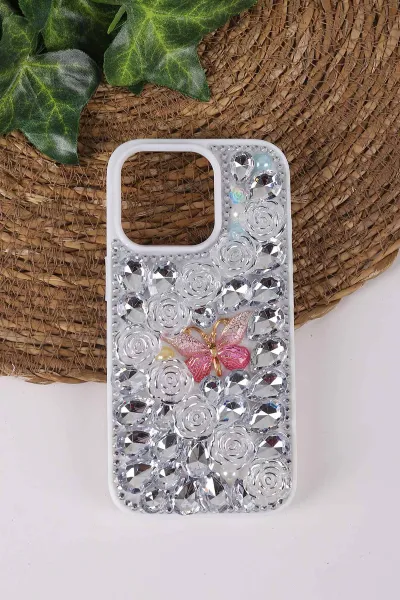 gumus-teknocase-iphone-16-pro-uyumlu-daisy-case-serisi-tasli-vakumlu-sert-silikon-telefon-kilifi-431093