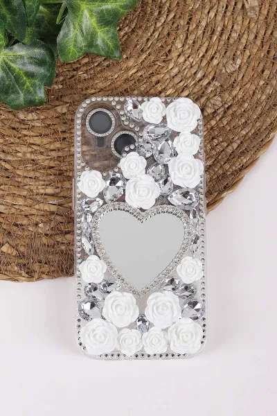 Gümüş TeknoCase İPhone 16 Uyumlu Beauty Case Serisi Lens Hediyeli Premium Sert Silikon Telefon Kılıfı 430456