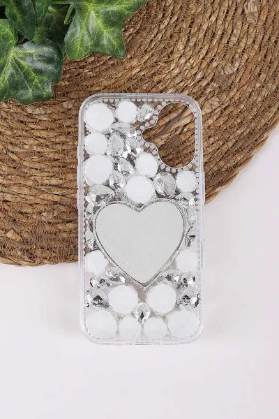 Gümüş TeknoCase İPhone 16 Uyumlu Beauty Case Serisi Lens Hediyeli Premium Sert Silikon Telefon Kılıfı 430456