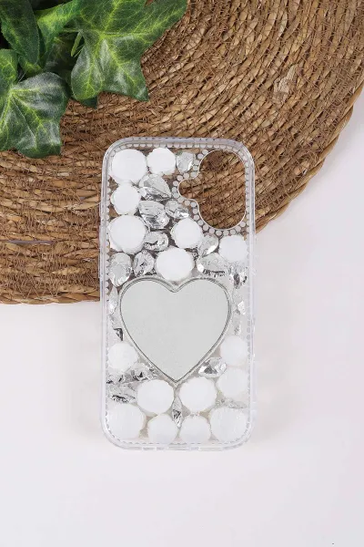 Gümüş TeknoCase İPhone 17 Uyumlu Beauty Case Serisi Lens Hediyeli Premium Sert Silikon Telefon Kılıfı 430467