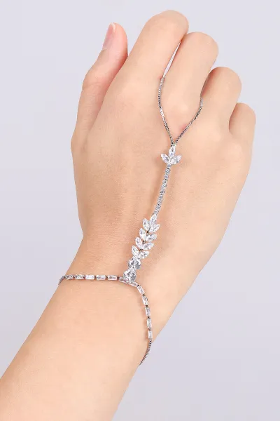 Gümüş Yaprak Model Zirkon Taşlı Zarif Şahmeran 477687