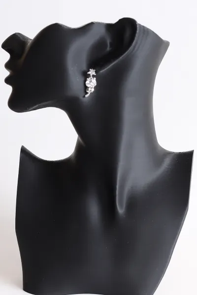 Gümüş Yıldız Model Zirkon Taşlı  Sallantı   Küpe 371061