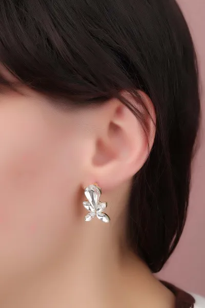 Gümüş Yonca Model Küpe 333491