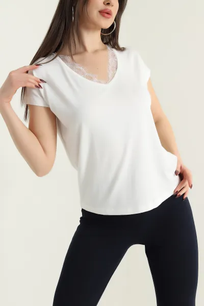 Güpür Detay Likralı Bluz 430073