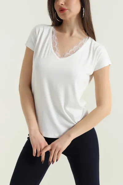 Güpür Detay Likralı Bluz 430073