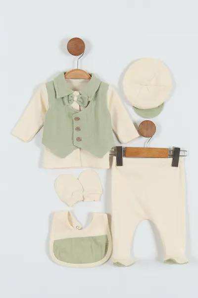 haki-0-3-ay-papyonlu-yelek-detayli-muslin-erkek-bebe-takim-289073