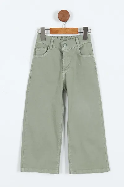 Haki (1-9 Yaş)Happy Baskılı Tişörtlü Gabardin Pantolon ve Ceketli    Kız Çocuk 3'lü Takım 413511