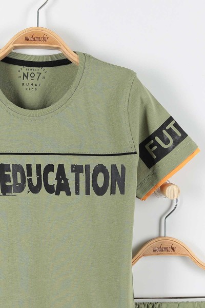 Haki (11-14 Yaş) Self Educatıon Baskılı Bel Bağlamalı Erkek Çocuk Takım 172389