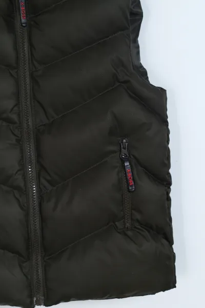 Haki (11-14 Yaş)Çift Cep Fermuarlı Erkek Çocuk Şişme Yelek 329314