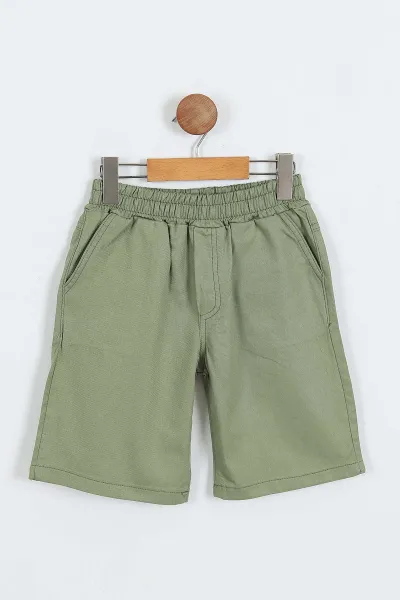 Haki (3-10 Yaş)Naturel Baskılı Gabardin  Şortlu Erkek Çocuk Takım 356915