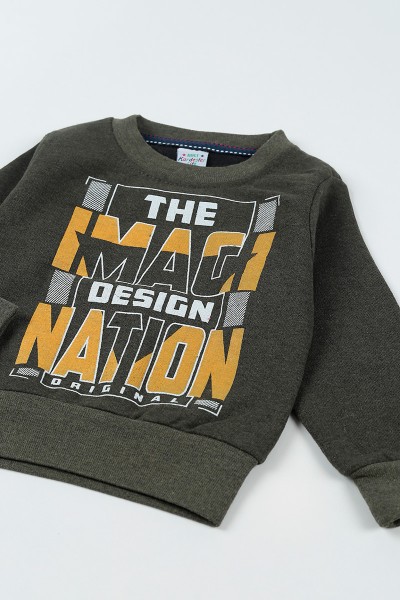 Haki (3-12 Yaş) Baskılı Erkek Çocuk Sweatshirt 92658