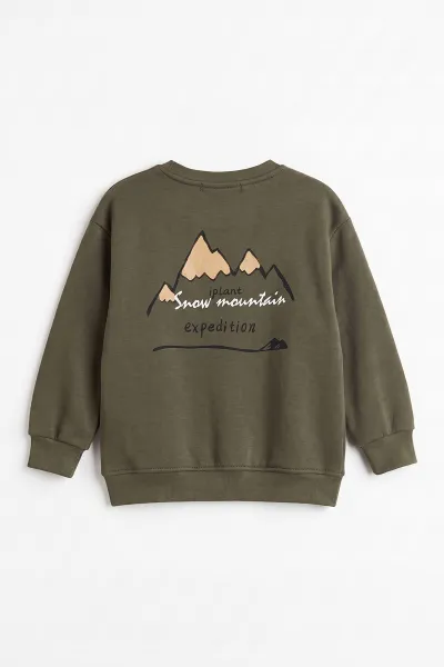 Haki (4-12 Yaş) 3 İplik Şardonlu Erkek Çocuk Sweatshirt 495869